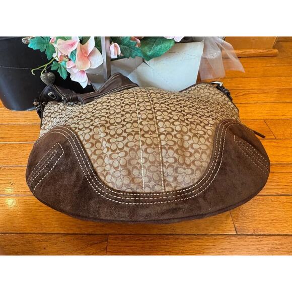 y2k COACH 2158 BROWN Mini Signature Print Hobo Tote Handbag (130 - Picture 7 of 11